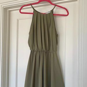 Olive Green High Neck Mini Dress